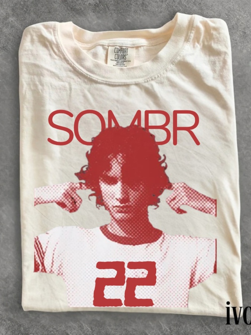 Comfort Colors White Graphic Tee with Red Sombr Design